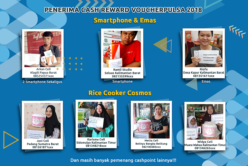 Voucherpulsa CashPoint Reward Smartphone, Emas, dan Rice Cooker 2018